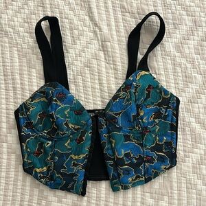 Zara Jacquard Corset Crop Tank